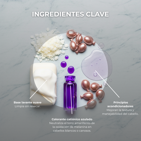 Shampoo Azul Matizador para Cabello Rubio Teñido o con Mechas