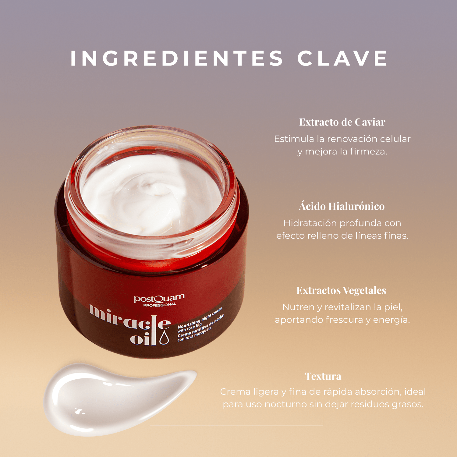 Crema Anti edad de Noche con Rosa Mosqueta Miracle Oil 50 ml - PostQuam