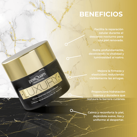 Crema Regeneradora de Noche Luxury Gold con 1% de Oro 50 ml - PostQuam