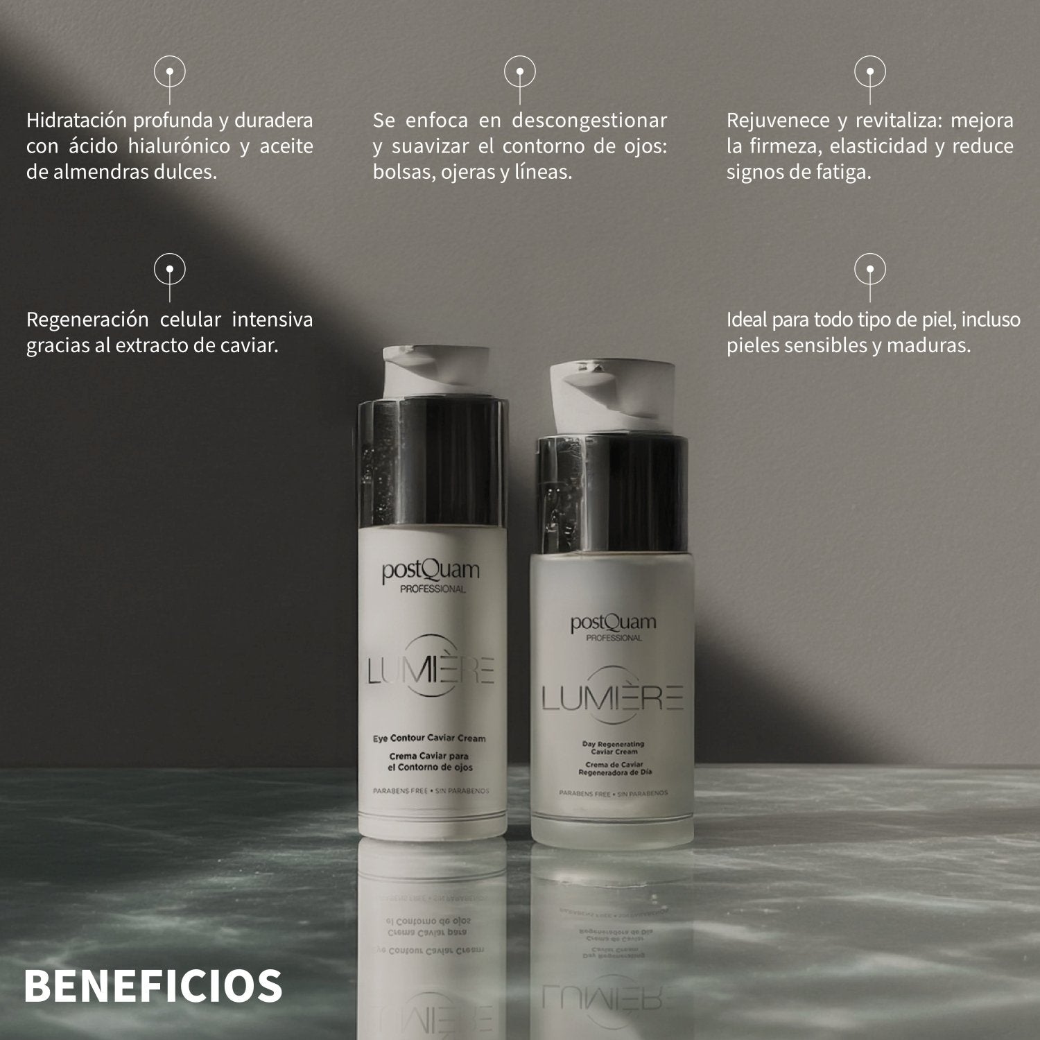 Kit Antiedad Caviar Crema Día y Contorno de Ojos Hidratación y Rejuvenecimiento Total - PostQuam