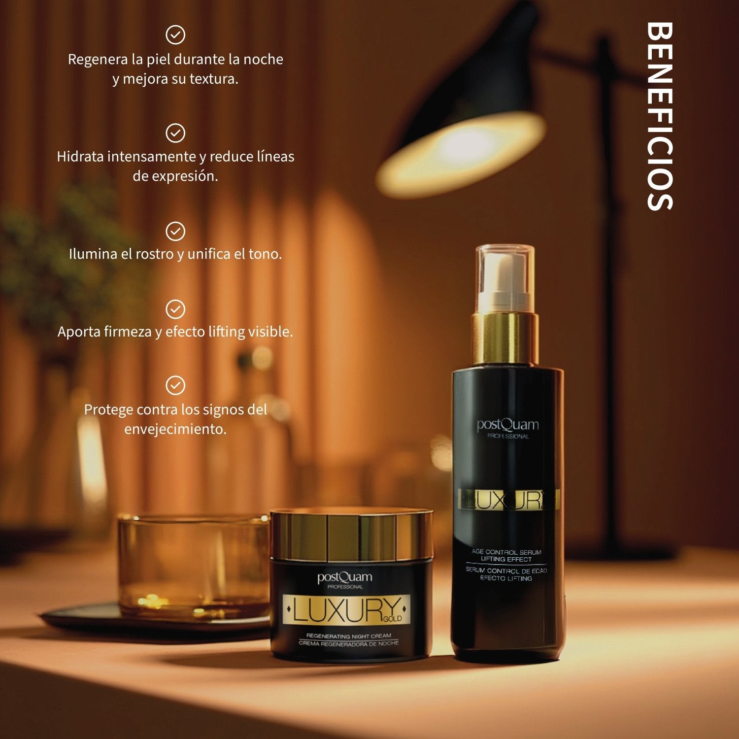 Kit Gold Regeneración y Cuidado Intensivo Crema de Noche y Sérum - PostQuam