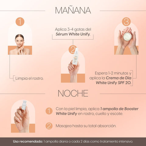 Kit White Unify Tratamiento Facial Despigmentante Crema de Día, Sérum y Ampolletas - PostQuam
