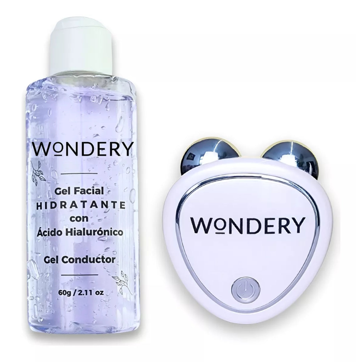 Wondery Dispositivo de Rejuvenecimiento Facial Microcorriente con Gel conductor.